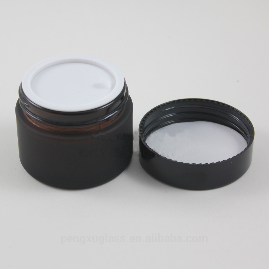 20g 30g 50g matte brown glass cosmetic container cream jar Frosted glass bottle for cosmetic packaging