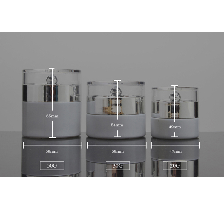 20g 30g 50g pearly white glass cosmetic cream jar with silver lid