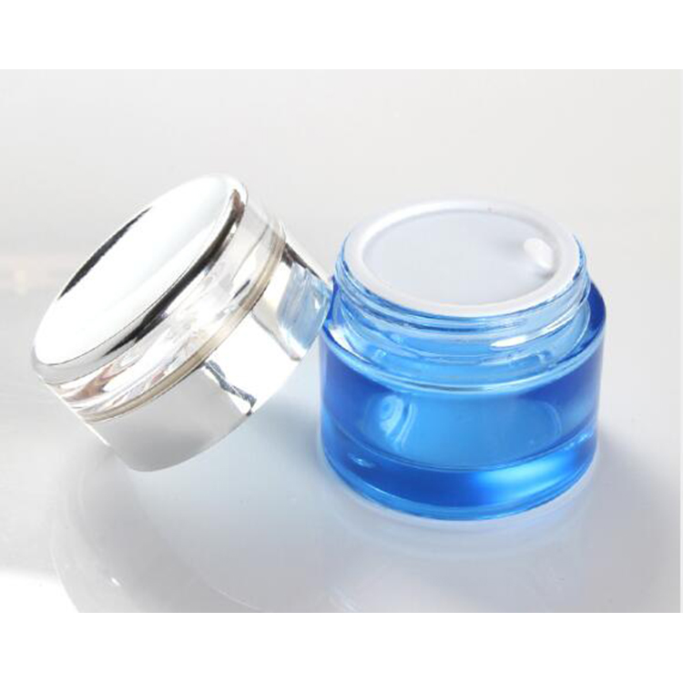 20g 30g 50g skin care cream glass jar white blue green eye cream cosmetic packaging container with silver lid