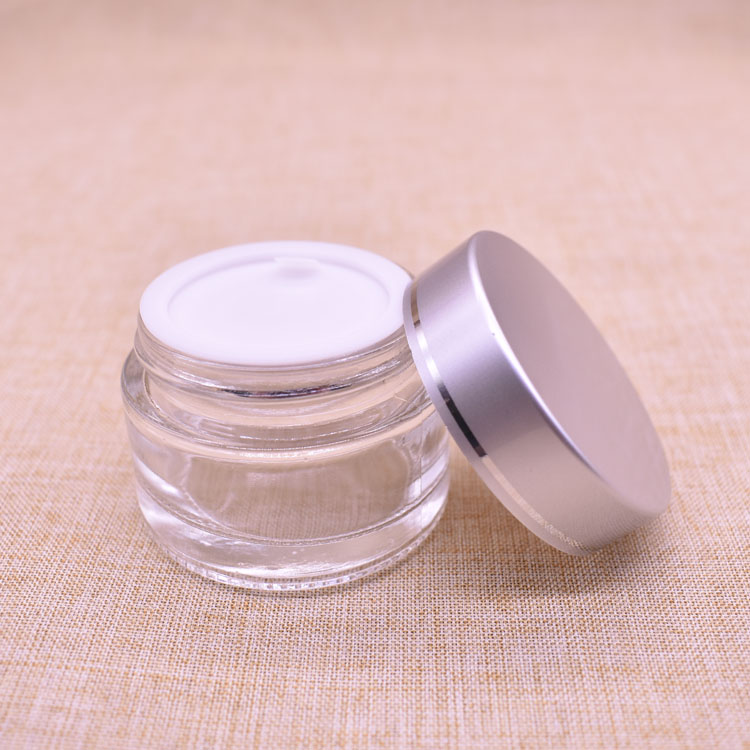 20g 30g clear empty glass jar with silver lid wholesale