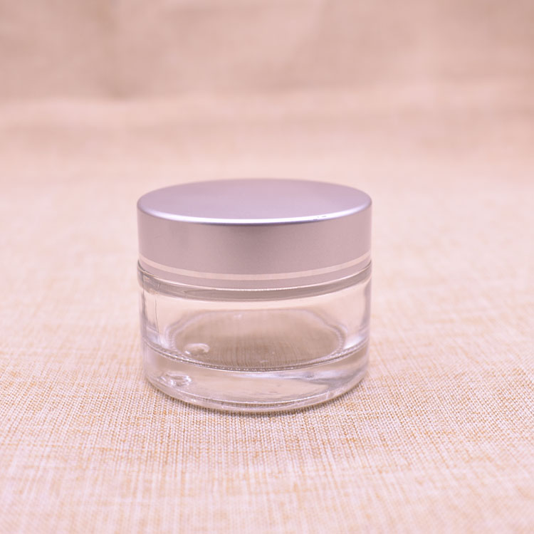 20g 30g clear empty glass jar with silver lid wholesale