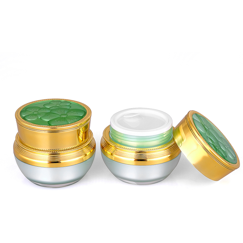 20g 30g in stock ready to ship green luxury plastic container acrylic cream jar for cosmetic packaging