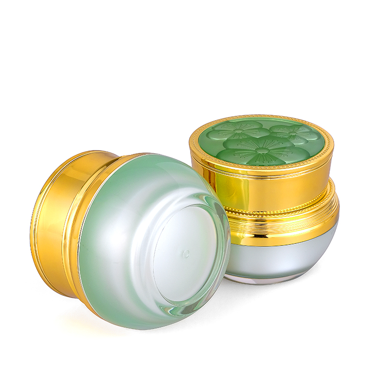20g 30g in stock ready to ship green luxury plastic container acrylic cream jar for cosmetic packaging