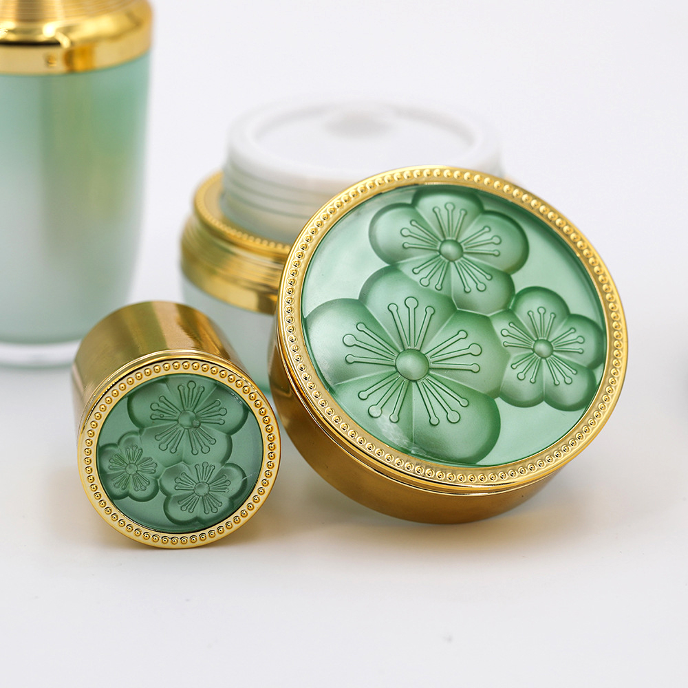 20g 30g ready to ship jar green cover with liner cosmetic green jar cosmetic jar green plastic