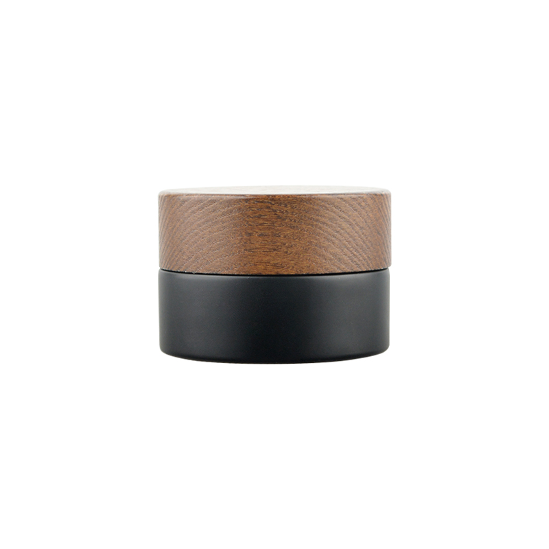 20g 50g 100g new design black glass cream jar with ashtree wood lid