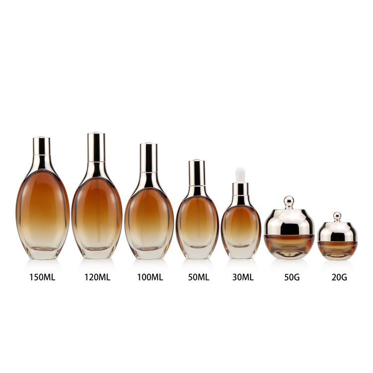20g 50g 30ml 50ml 100ml 120ml 150ml amber luxury lotion bottles serum glass dropper bottle with gold sliver cap