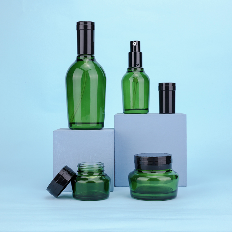 20g 50g 40ml 130ml new green skincare bottles empty cosmetic cream glass lotion bottle set