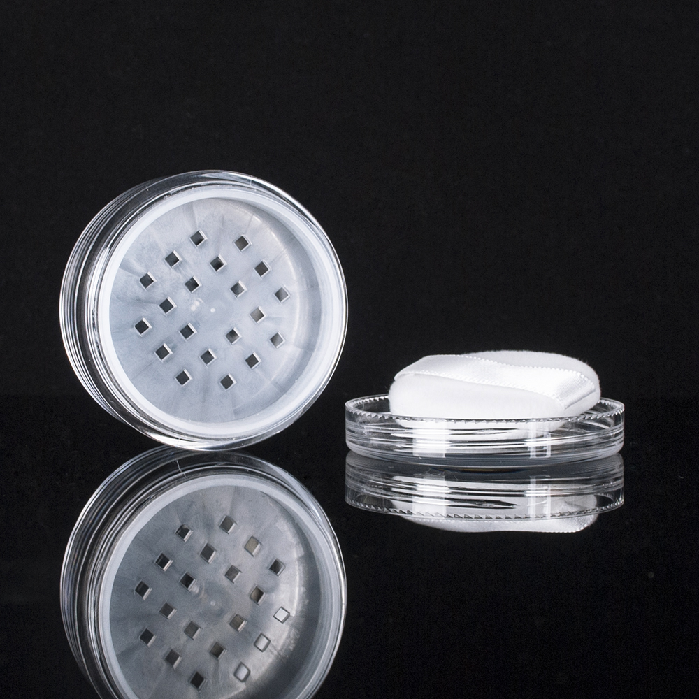 20g 50g empty cosmetic jar loose powder container with black/clear/white screw cap