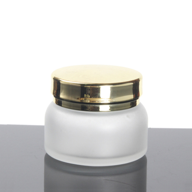 20g 50g frosted glass cosmetic cream jar with golden lid