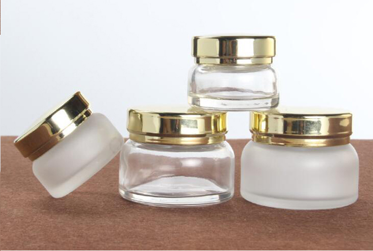 20g 50g frosted glass cosmetic cream jar with golden lid