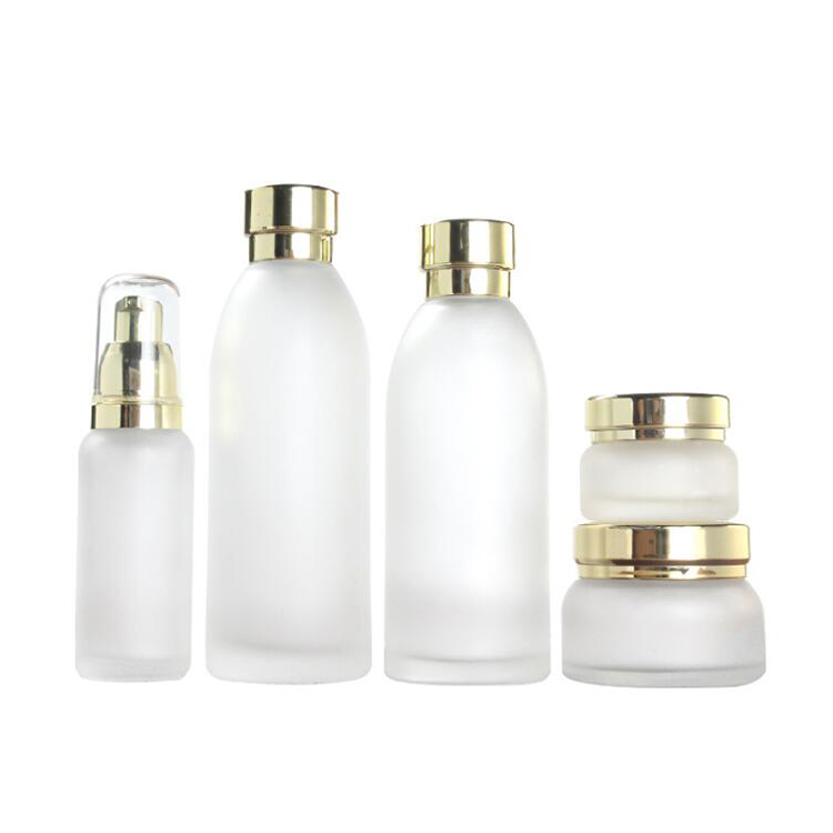 20g 50g frosted glass cosmetic cream jar with golden lid