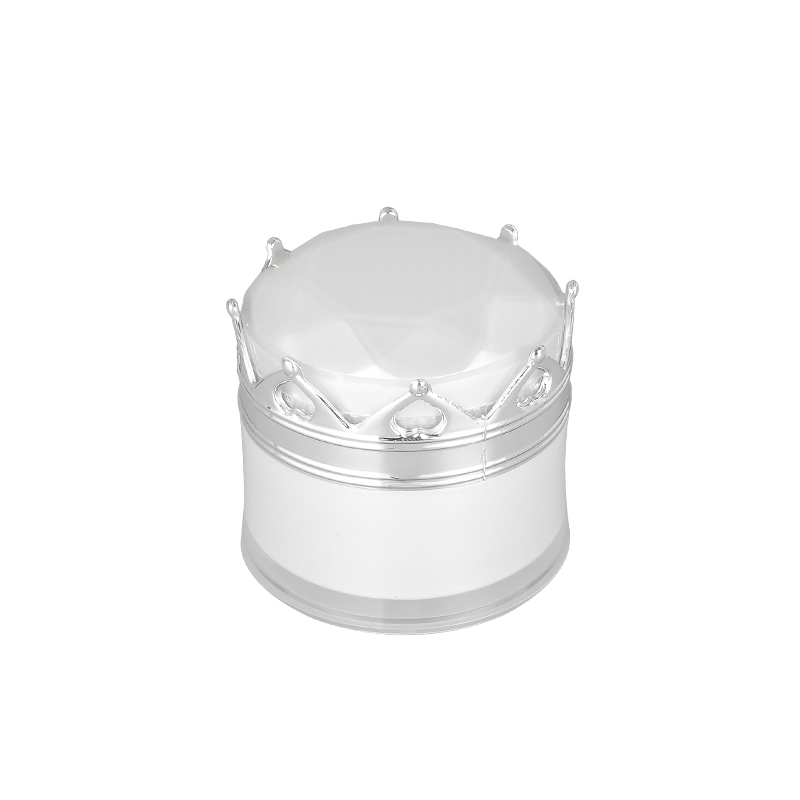 20g 50g in stock ready to ship Fashion Design Silver Empty  Cosmetic Container With Crown Cap Acrylic Cream Jar