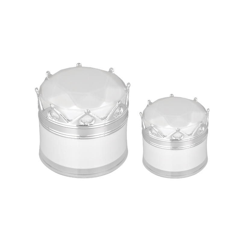 20g 50g in stock ready to ship Fashion Design Silver Empty Cosmetic Container With Crown Cap Acrylic Cream Jar