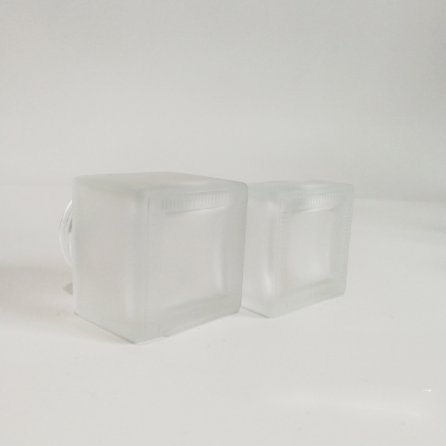 20g 50g translucent frosted glass jar gold aluminum lid squared cosmetic jar for skincare face cream scrub container wholesale