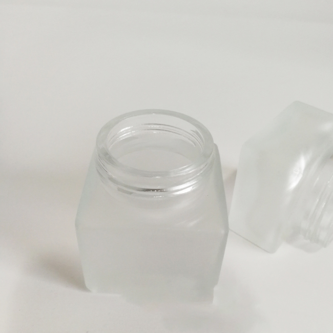 20g 50g translucent frosted glass jar gold aluminum lid squared cosmetic jar for skincare face cream scrub container wholesale