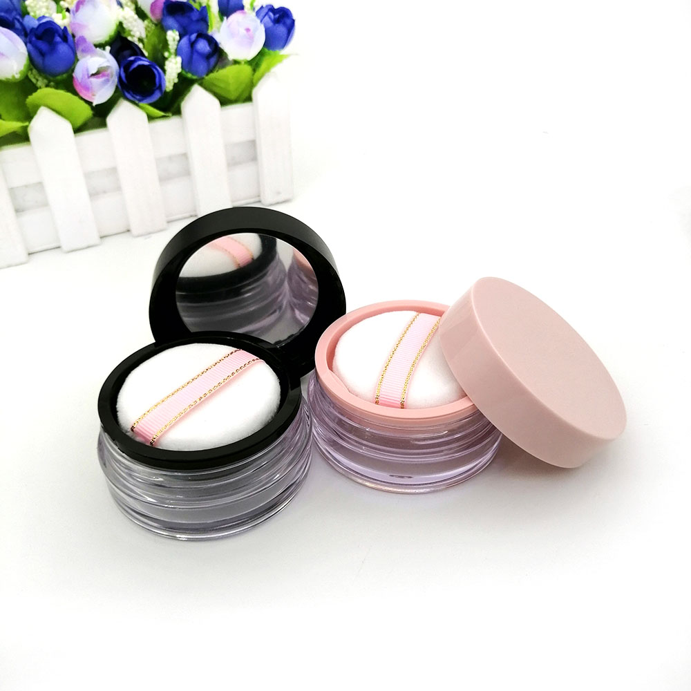 20g Empty Loose Powder Case Facial Blusher Container Jars with Puff Makeup mirror Elastic mesh yarn loose powder container
