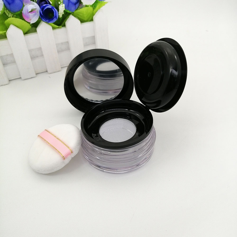 20g Empty Loose Powder Case Facial Blusher Container Jars with Puff Makeup mirror Elastic mesh yarn loose powder container