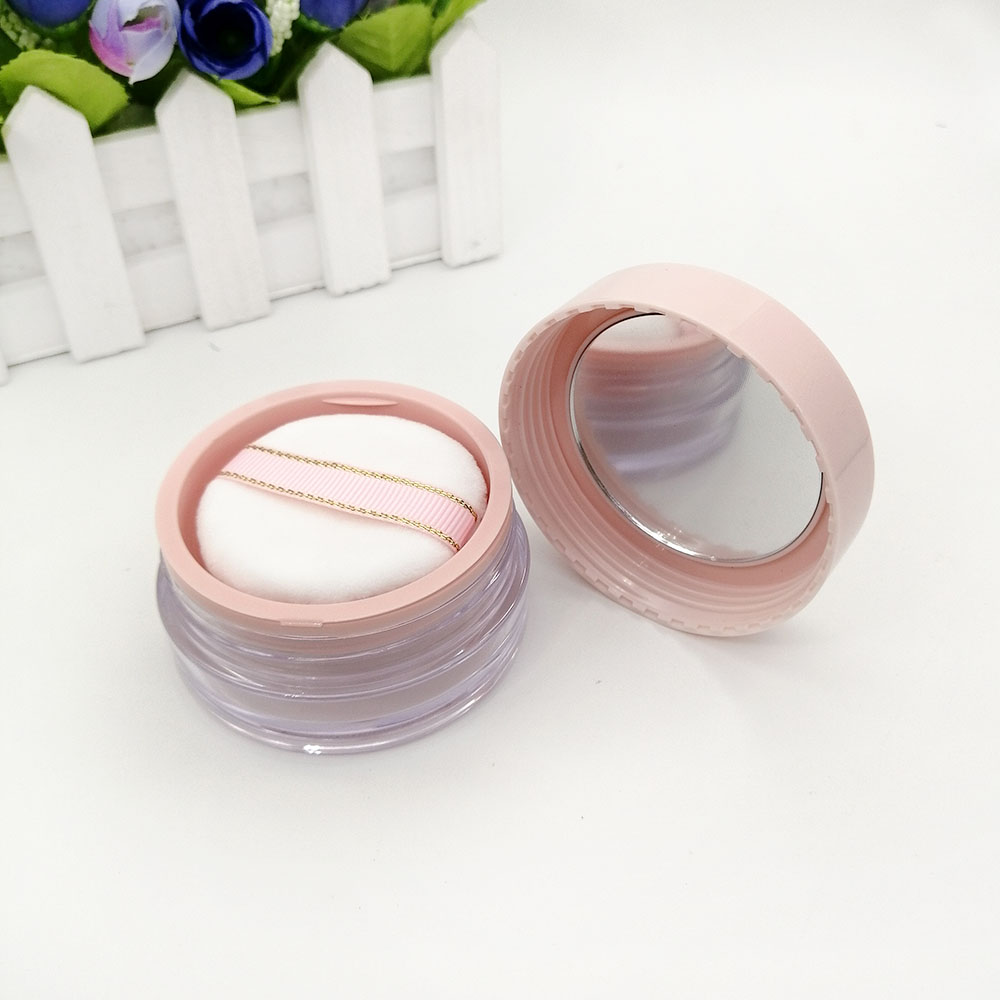 20g Empty Loose Powder Case Facial Blusher Container Jars with Puff Makeup mirror Elastic mesh yarn loose powder container