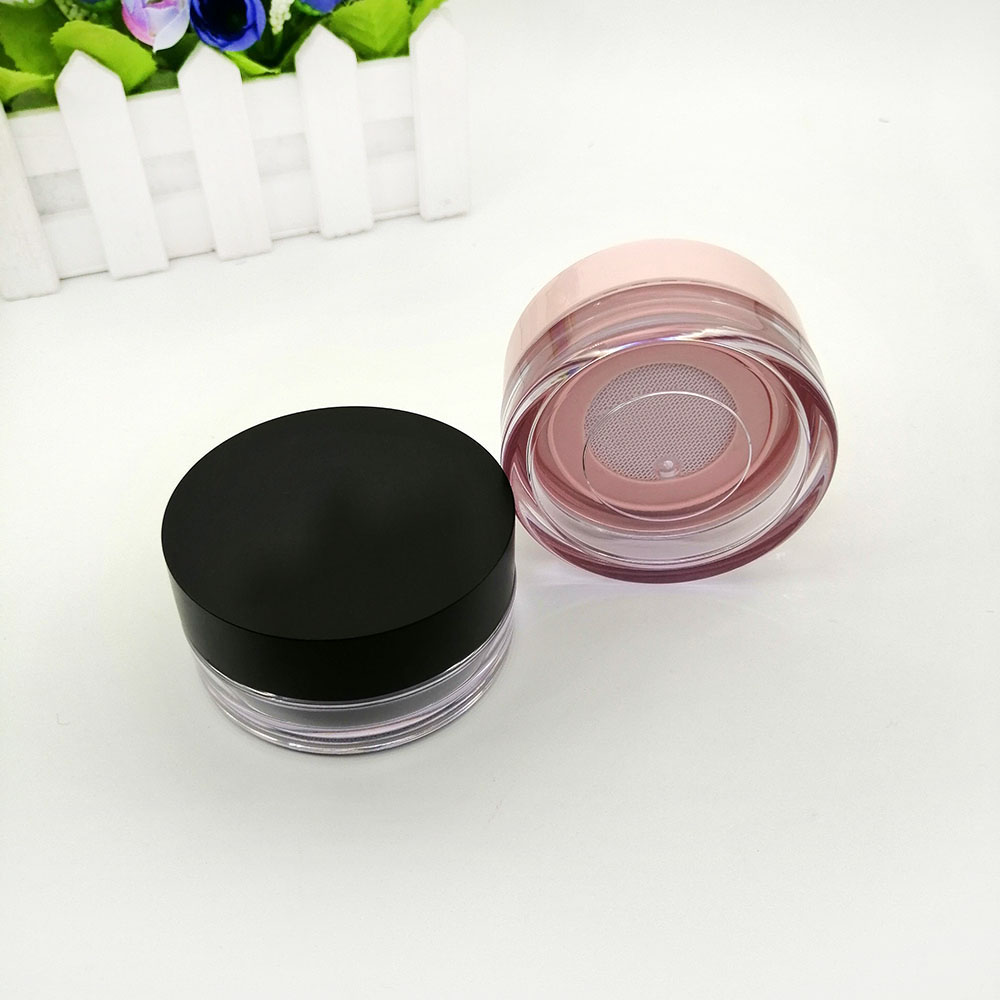 20g Empty Loose Powder Case Facial Blusher Container Jars with Puff Makeup mirror Elastic mesh yarn loose powder container