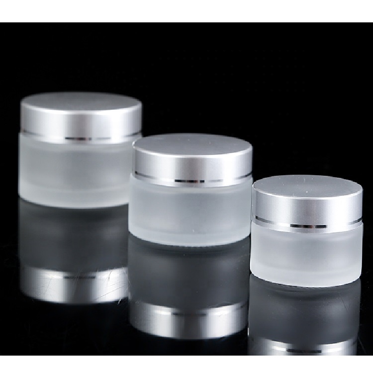 20g Frosted Clear Round Glass Cosmetic Cream Jar With Matte Silver Cap