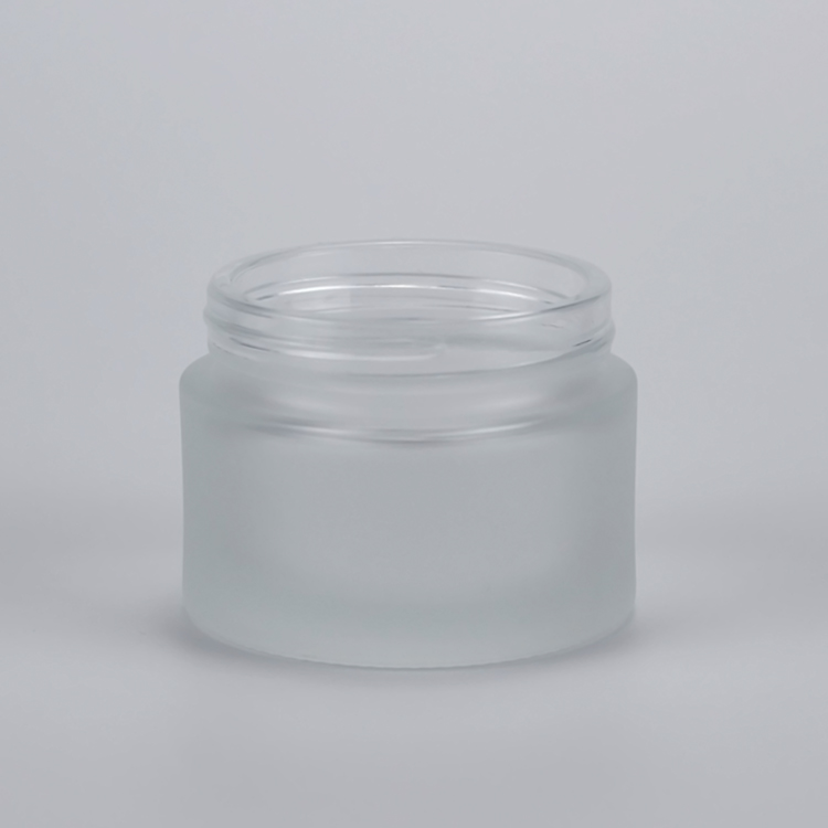 20g Frosted Wide Mouth Glass Bamboo Cosmetic Cream Jar