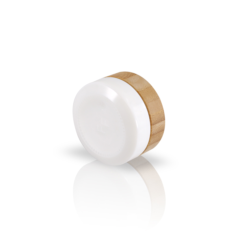 20g High quality white opal glass cosmetic cream packaging glass jar with bamboo lid