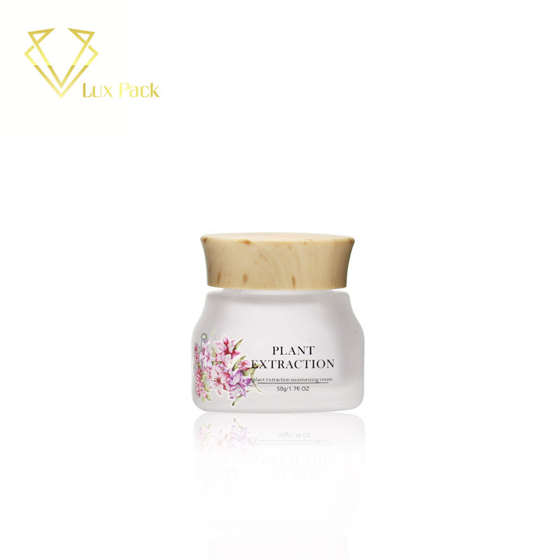 20g Luxury frosted cosmetic cream packaging empty glass jar with electroplated gold lid