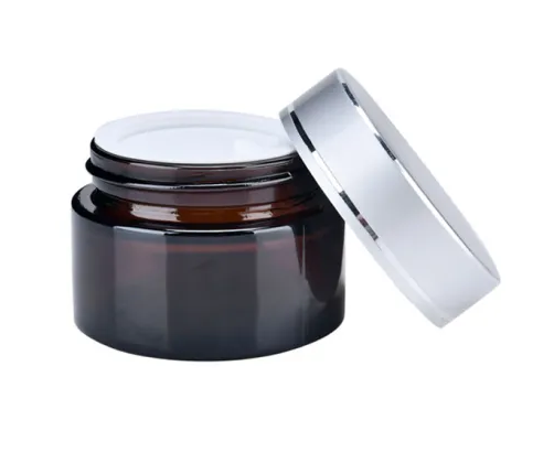 20g Straight Side silver Aluminum Cap black Skin Care Cream Glass Jars for Cosmetic