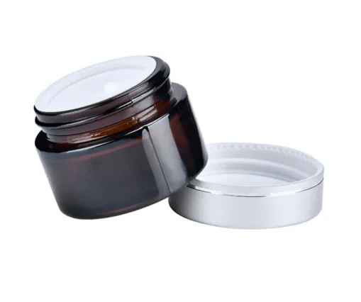 20g Straight Side silver Aluminum Cap black Skin Care Cream Glass Jars for Cosmetic