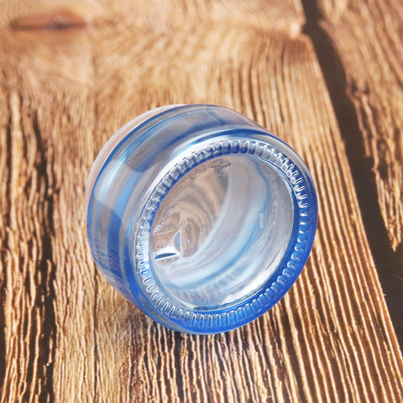 20g clear blue cosmetic glass jar skin care cream eye cream container packaging with black lid