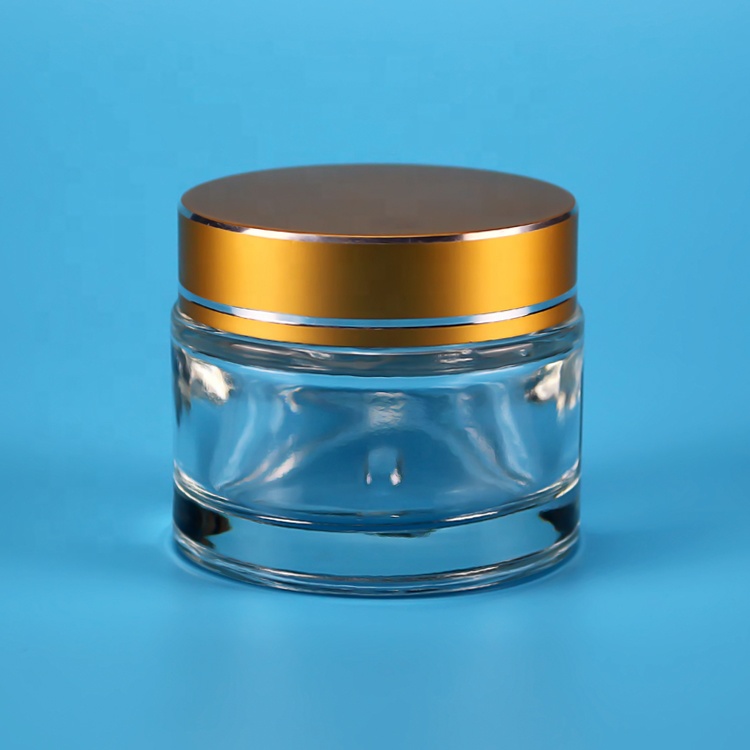 20g clear glass face cream jar with golden cap
