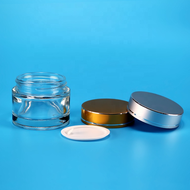 20g clear glass face cream jar with golden cap