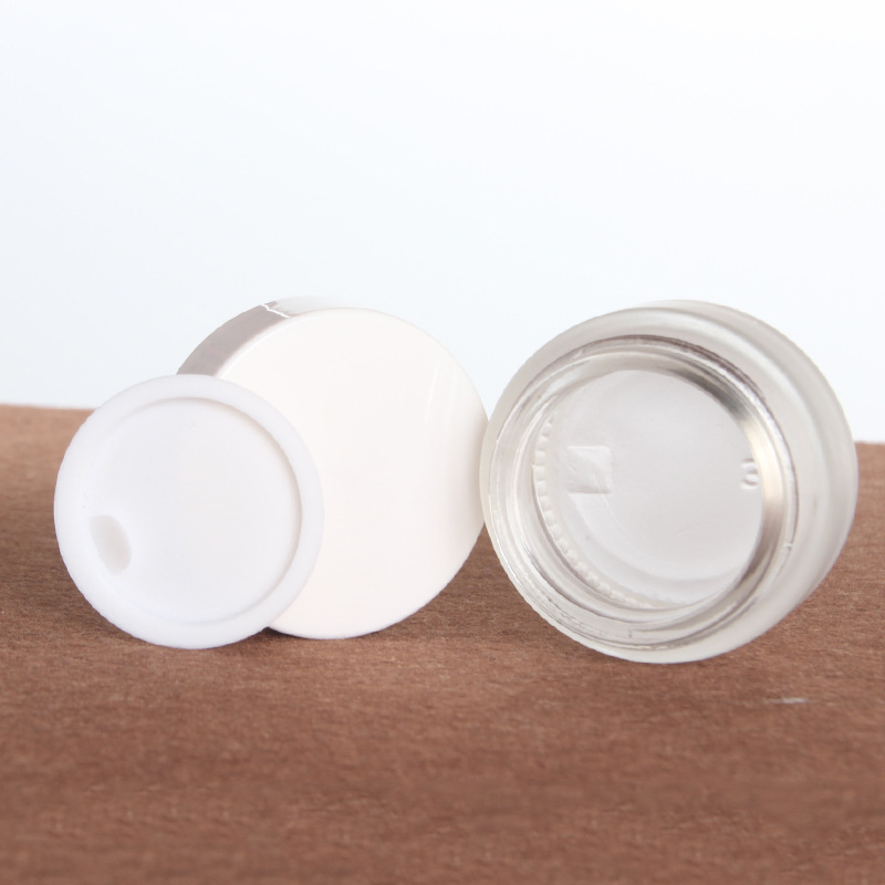 20g cosmetic frosted glass jar matte skin care cream packaging jar with white plastic cover