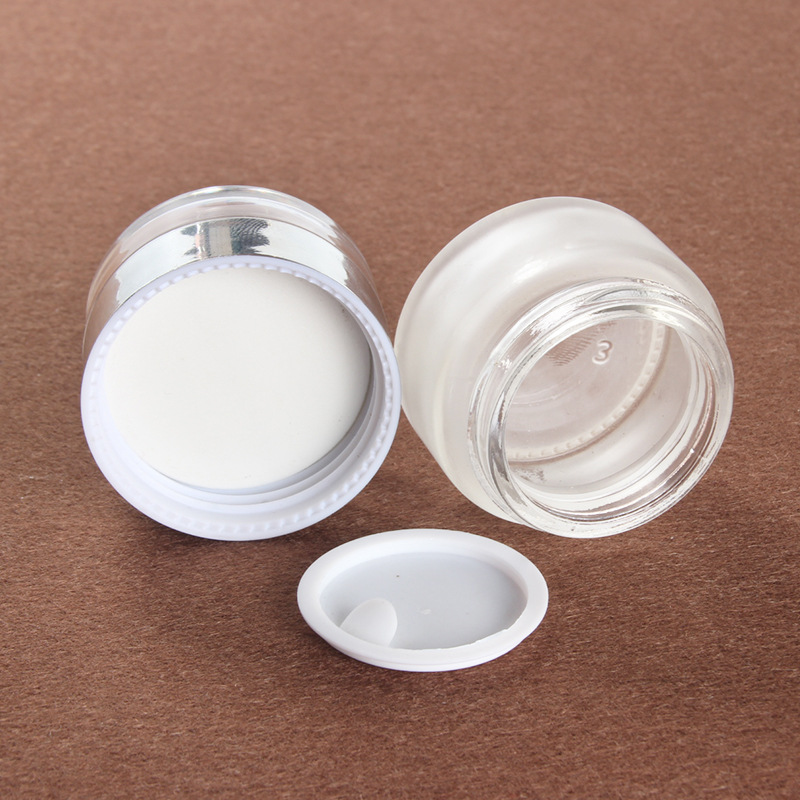 20g cosmetic frosted glass jar with silver acrylic plastic lid eye cream skin cream packaging container