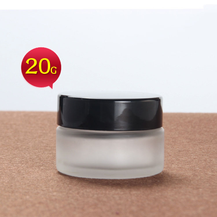 20g cosmetic packaging frosted glass jar skin care cream eye cream container with black lid