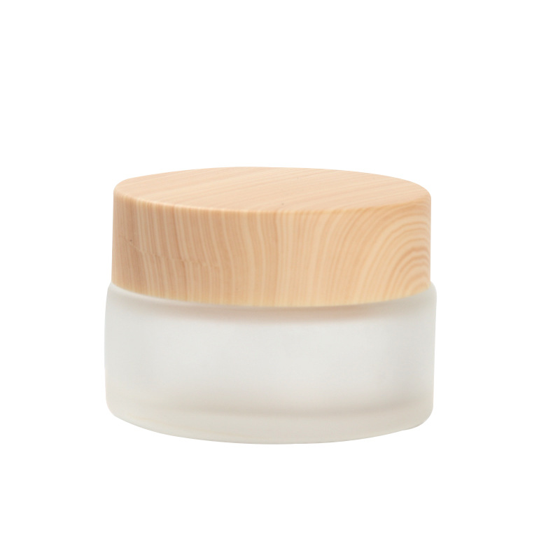 20g frosted glass cream jar  eye cream skin cream cosmetic container with wood grain cover lid