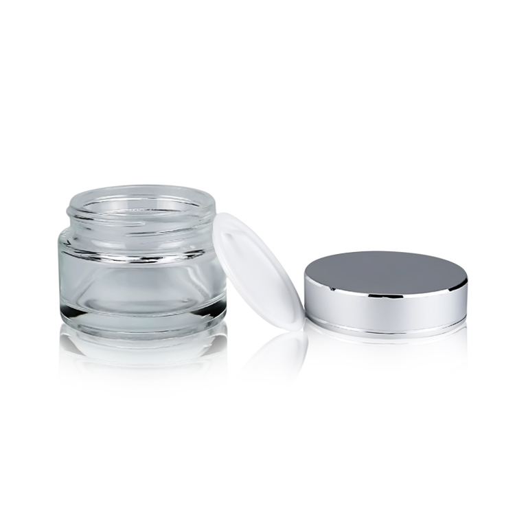 20g frosted glass eye cream jar with silver cap