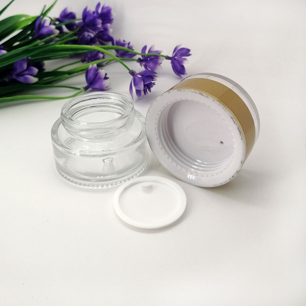 20g glass cosmetic transparent empty jar bottle with yellow acrylic lid eye cream skin care packaging container