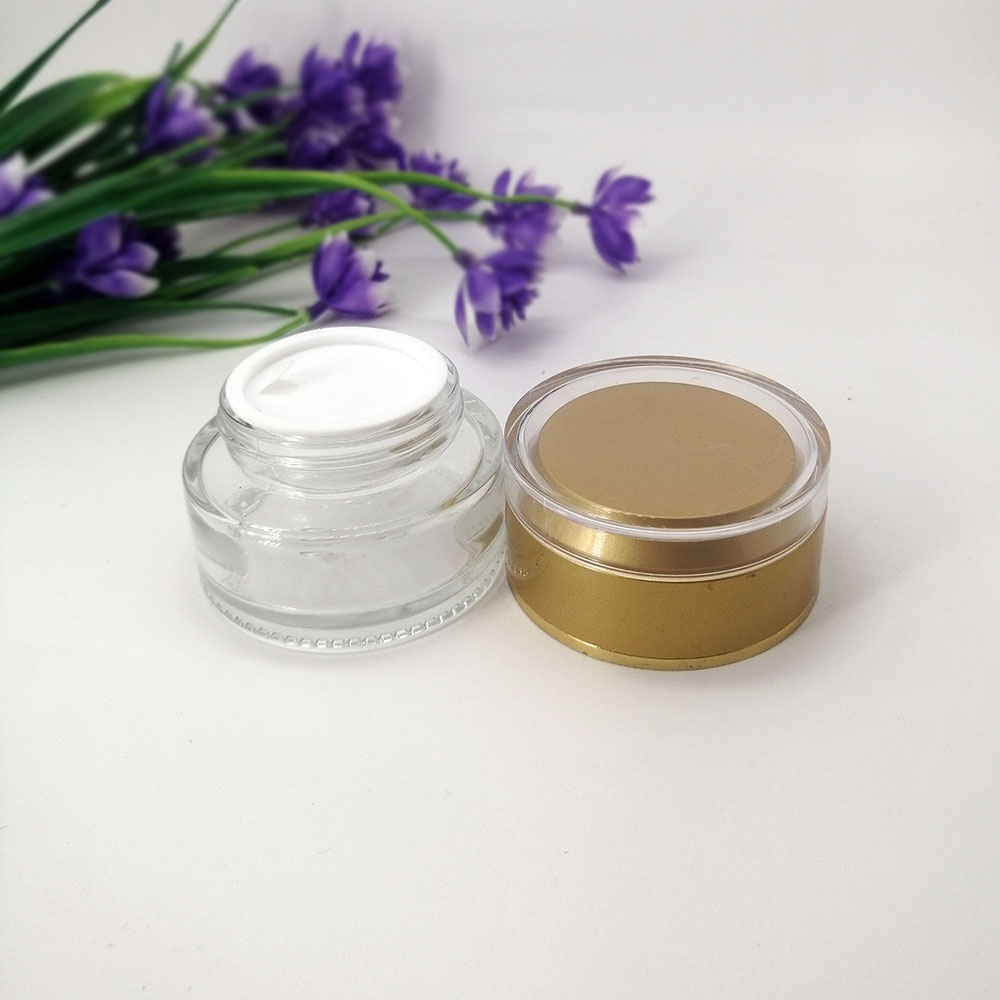 20g glass cosmetic transparent empty jar bottle with yellow acrylic lid eye cream skin care packaging container