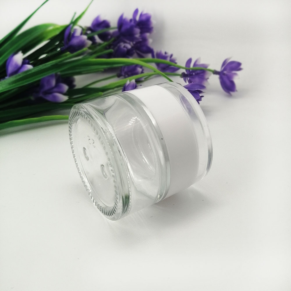 20g glass cosmetic transparent jar with white acrylic lid eye cream skin care packaging empty container jars