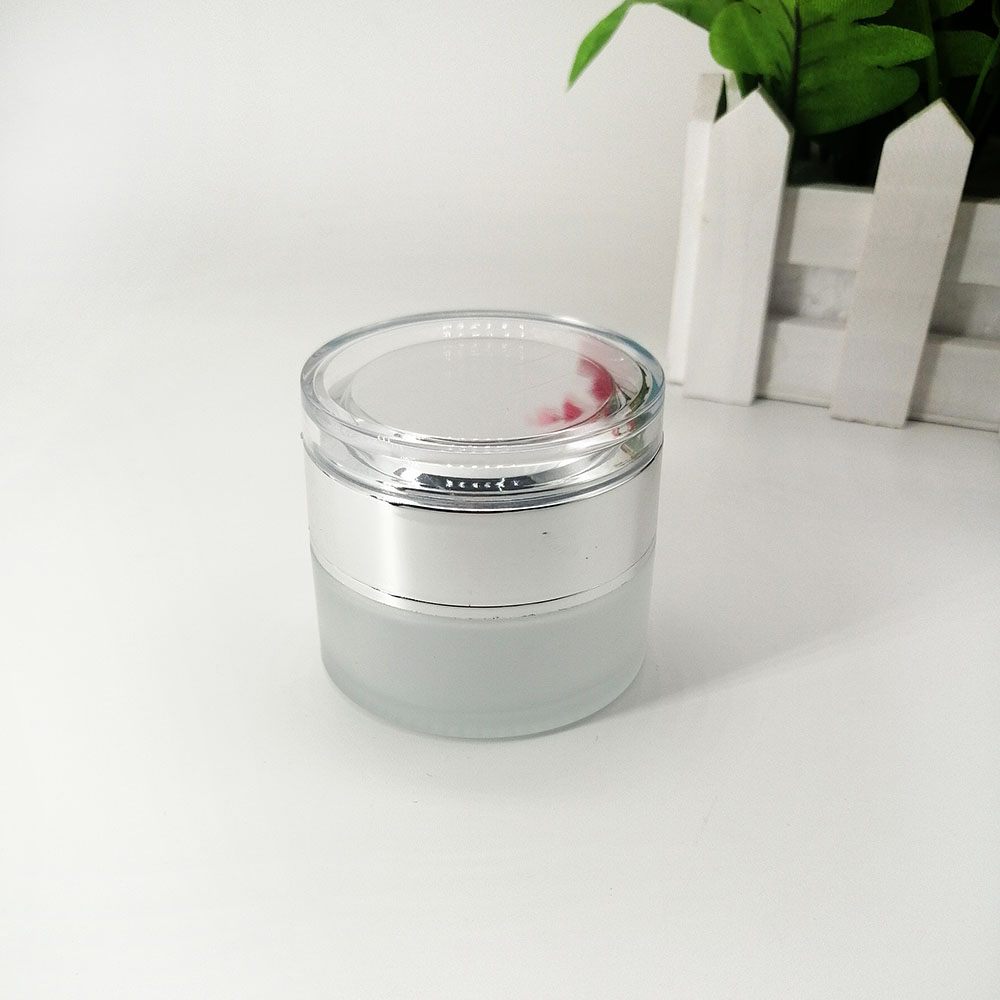 20g glass frosting cream jar with silver acrylic cover eye cream skin care packaging container glass empty bottle