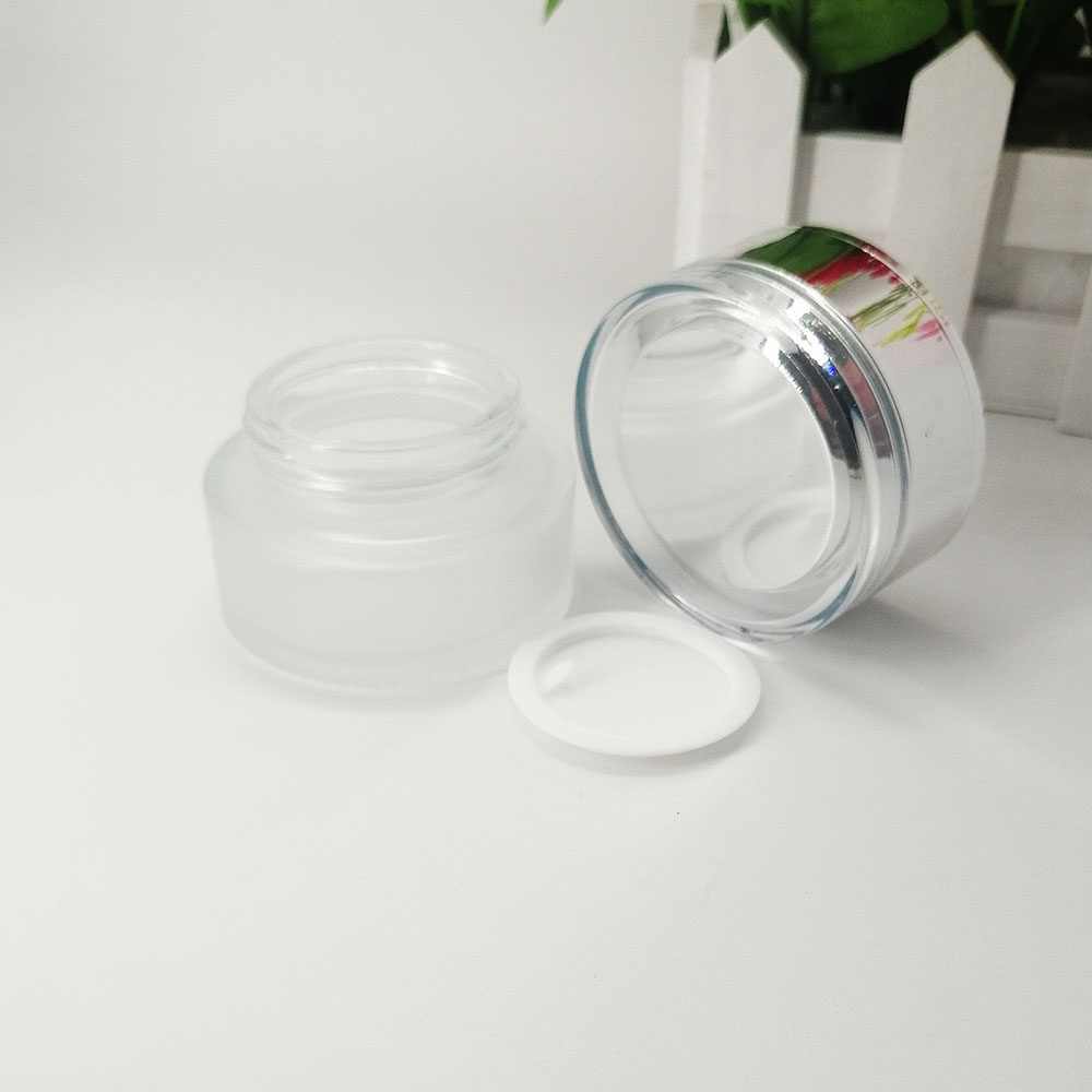 20g glass frosting cream jar with silver acrylic cover eye cream skin care packaging container glass empty bottle