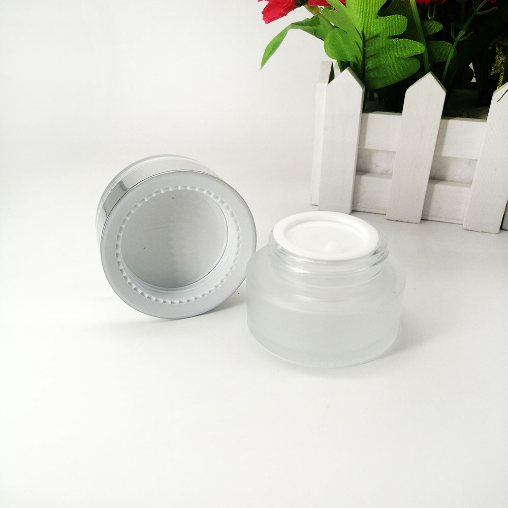 20g glass frosting cream jar with silver acrylic cover eye cream skin care packaging container glass empty bottle
