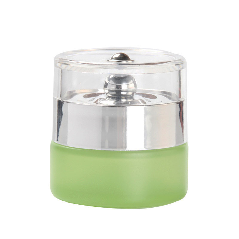 20g green scrub cosmetic glass jar skin care cream container packaging with silver acrylic lid