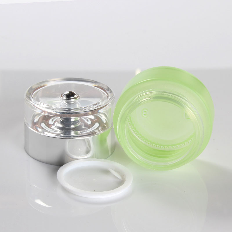 20g green scrub cosmetic glass jar skin care cream container packaging with silver acrylic lid