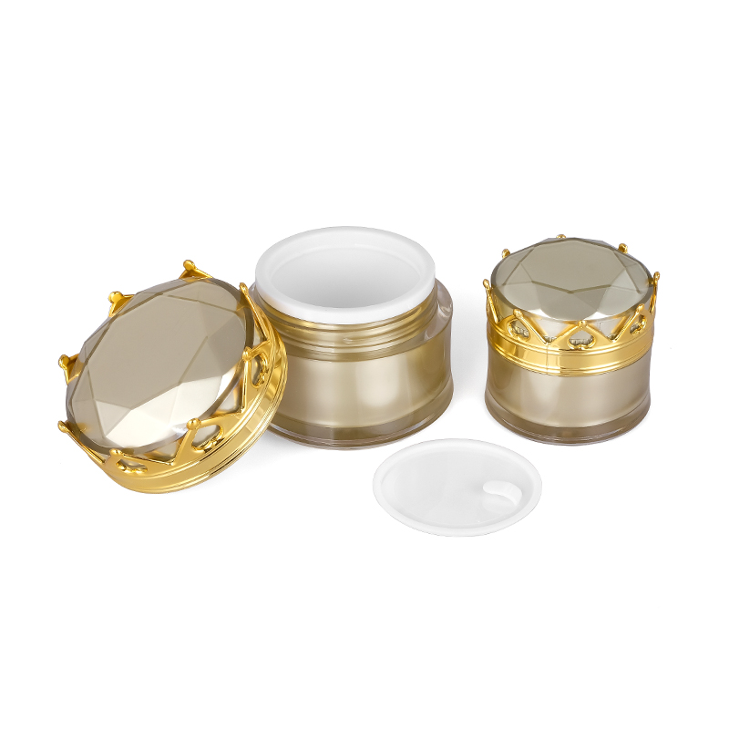 20g in stock ready to ship Fashion Design Gold Empty Cosmetic Container With Crown Cap Acrylic Cream Jar