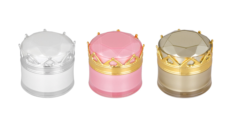 20g in stock ready to ship Fashion Design Gold Empty Cosmetic Container With Crown Cap Acrylic Cream Jar