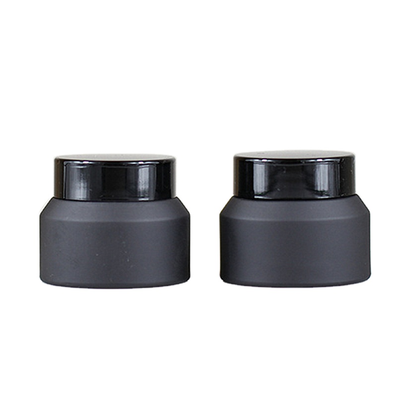 20g low profile  2oz and 4oz black matt glass cosmetics jar with gold lids cosmetic glass jar with silver cap