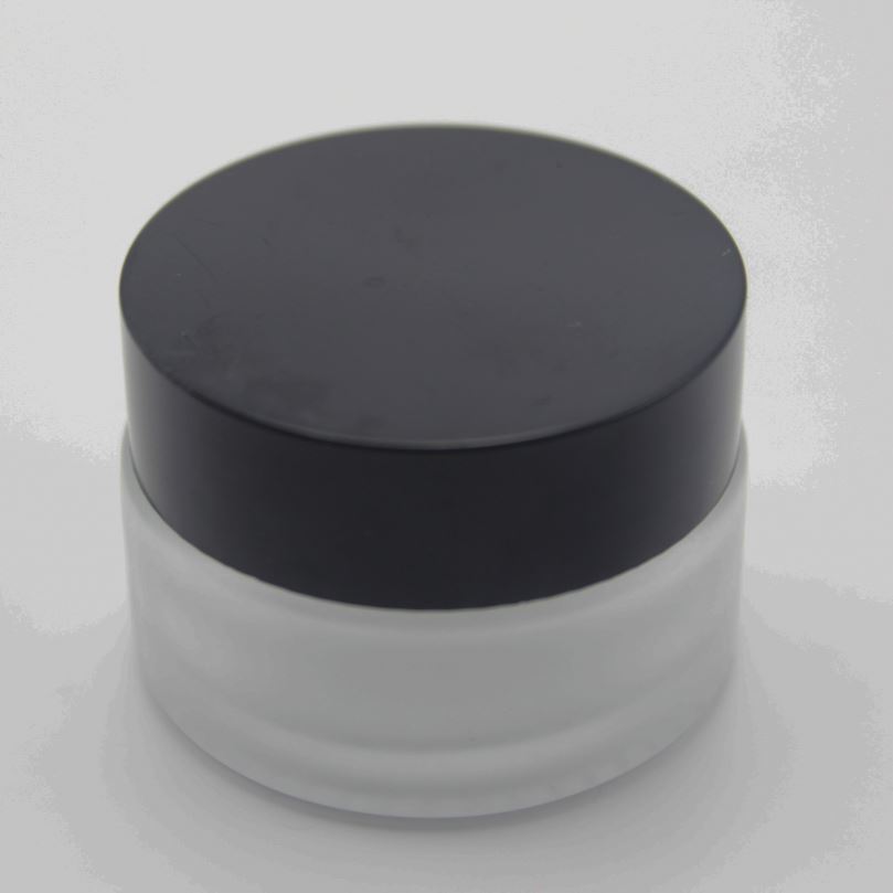 20g matte glass cosmetic lip balm containers jar with black lid MGJ-619Y