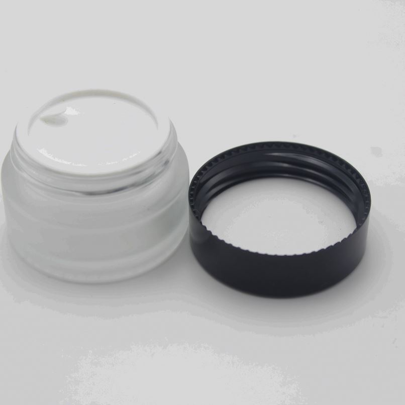 20g matte glass cosmetic lip balm containers jar with black lid MGJ-619Y